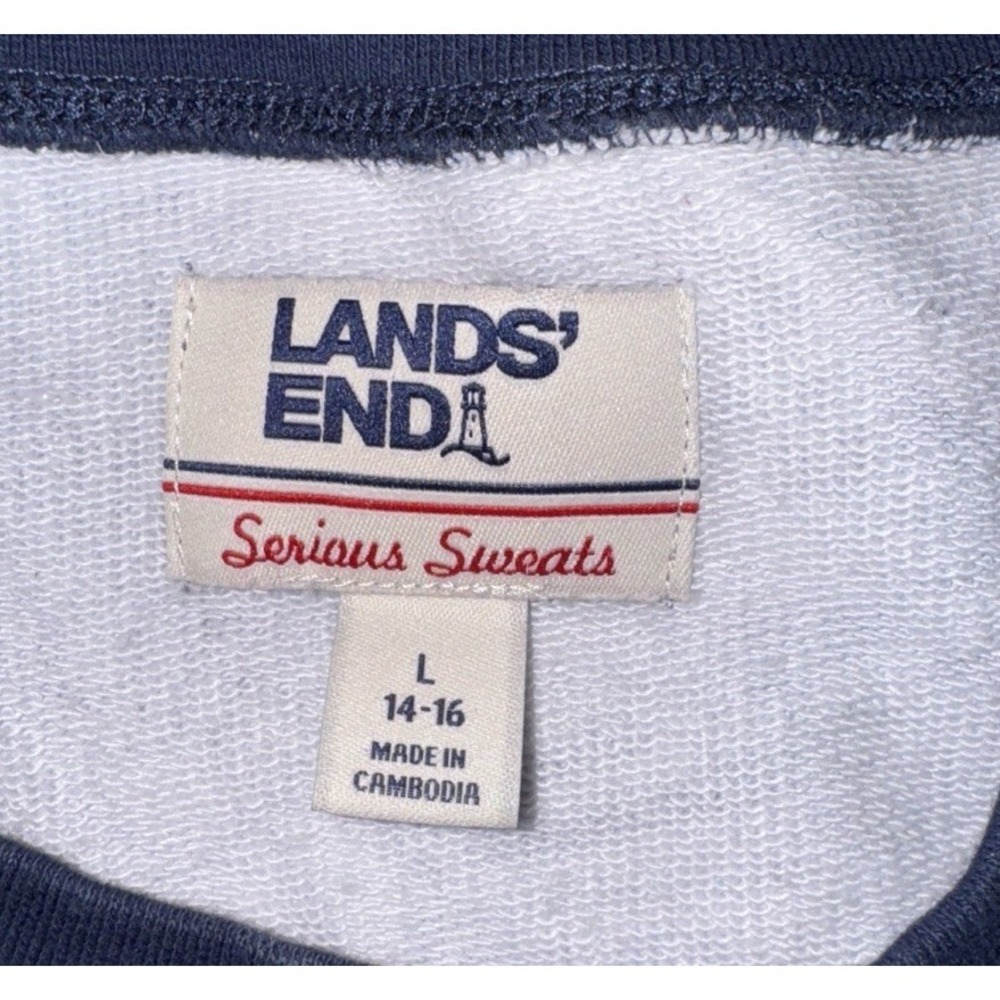 Lands End Serious Sweats Sweatshirt Sz Large 14-16 Blue Tie Dye Womens - Picture 3 of 5
